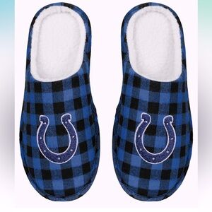 NWT Indianapolis Colts NFL Sherpa Slide Slippers Buffalo Check Mens Sz Small 7-8